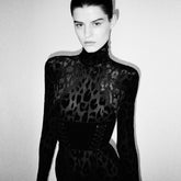 High Neck Long Sleeve Patterned Bodycon Jumpsuit